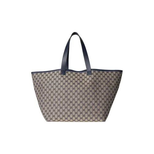 GUCCI Canvas с кожаными вставками тоут сумка для покупок сумка большая женская синяя и бежевая
