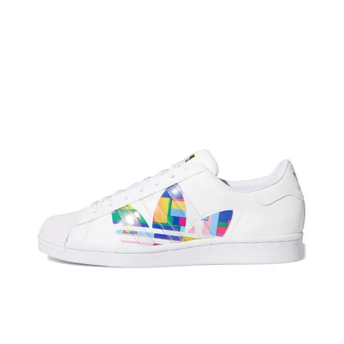Adidas Originals SUPERSTAR Pride Покрытие Устойчивое к истиранию Низкие Скейтборд Кроссовки Унисекс Белый