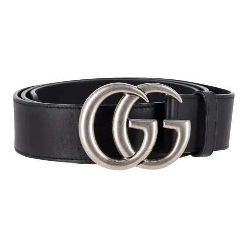 GUCCI Однотонный дизайн застежка-булавка кожа ремни мужской черный ширина 4CM