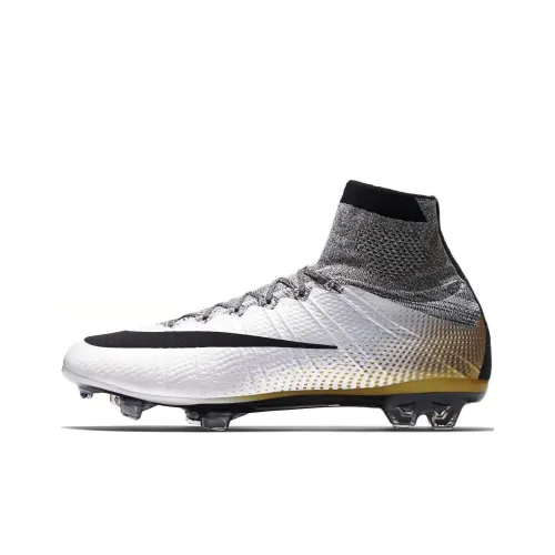 Nike Mercurial Superfly 7 Slip-resistant Abrasion-resistant Football Cleats Unisex White Gray Найк Меркуриал Суперфлай 7 Противоскользящие Устойчивые к истиранию Футбольные бутсы Унисекс Белый Серый