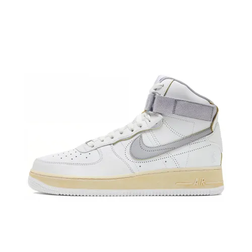 Nike Air Force 1 Покрытие Slip-Resistant Abrasion-Resistant Легкий Высокий Топ Скейтбординг Кроссовки Унисекс Белый Серый