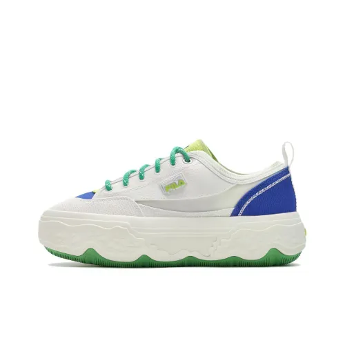 FILA Rock Low-Top Canvas Shoes White Blue Green Women's