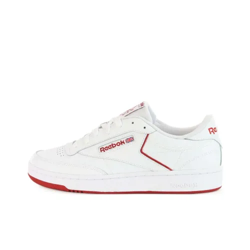 Reebok CLUB C 85 Амортизация и Дышащий Низкий Топ Скейтбординг Кроссовки Мужские Белый Красный