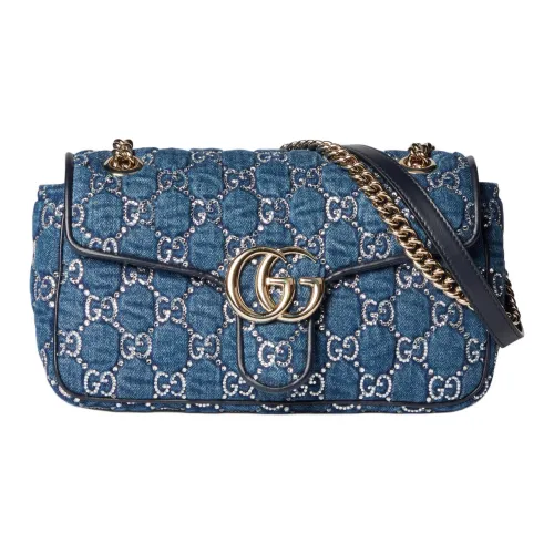 GUCCI GG Marmont Denim Portable Crossbody Bag Shoulder Bag Women's Blue GUCCI GG Marmont Деним Портативная Сумка через плечо Сумка на плечо Женская Синяя