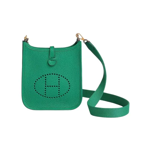 HERMES Evelyne Clemence Коровья кожа Evelyn Сумка через плечо Мини Женская Зеленая