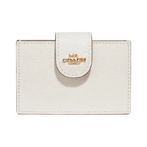 COACH Accordion Card Case Галечная кожа Мелочь Кошелек Картхолдер Мини Женские Белый Свет Многоцветный