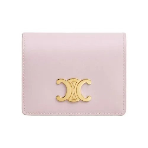 CELINE Triomphe Блестящий Корова Кожа Держатель для Карт Женские Светло-Розовый