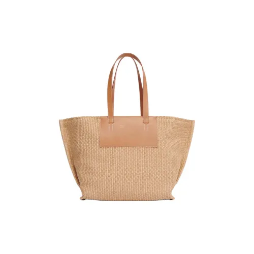 MANSUR GAVRIEL Рафия Ткани вязаные с Растение Дубленая кожа Тоут Сумка Сумка для покупок Сумка Женские Натуральный