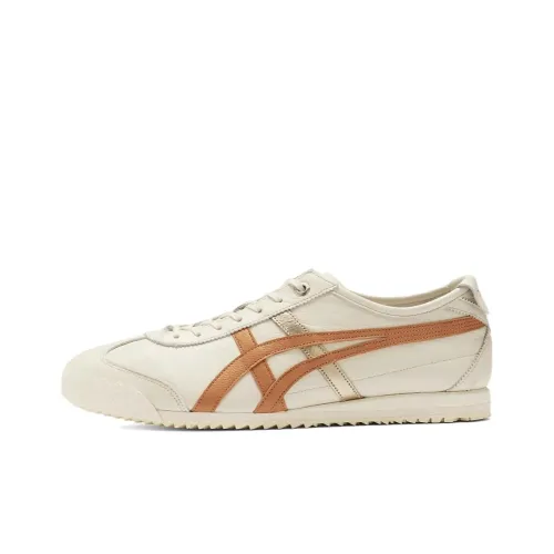 Onitsuka Tiger MEXICO 66 Slip-on Устойчивый к истиранию Дышащий Низкий верх Кроссовки для скейтбординга Унисекс Белый Оранжевый
