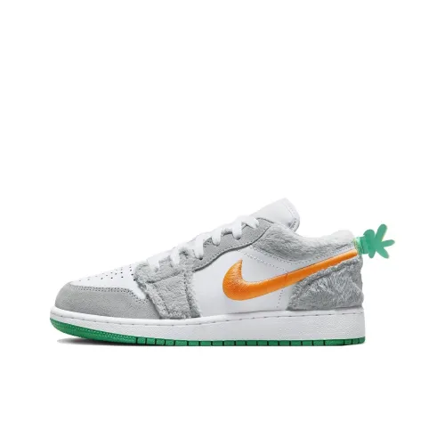 Jordan Air Jordan 1 Low Топ Винтажные Баскетбольные Кроссовки Унисекс Серый Белый Оранжевый