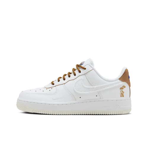 Nike Air FORCE 1 Скейтборд Кроссовки Низкие Белый Коричневый Женские