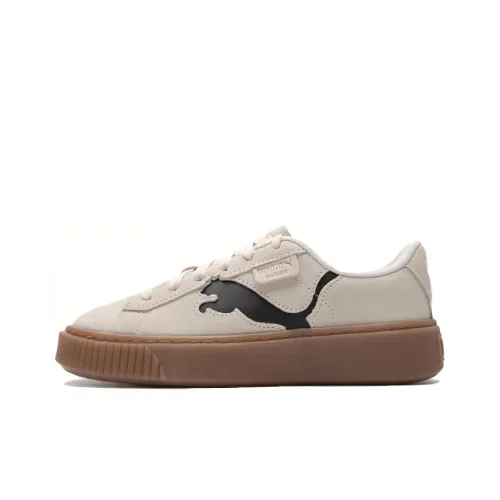 PUMA Suede Platform Скейтборд Кроссовки Низкие Бежево-Черные Женские
