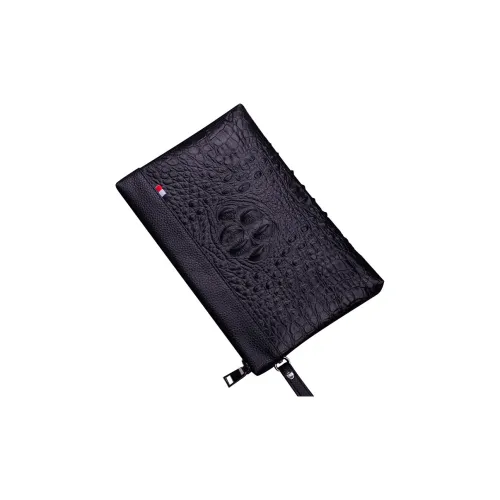 DOSRFINI Клатч из крупнозернистой текстуры коровьей кожи мужской черный