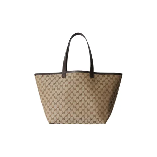 GUCCI Canvas с кожаными вставками холщовая сумка тоут сумка для покупок сумка среднего размера женская бежевая и эбеновая