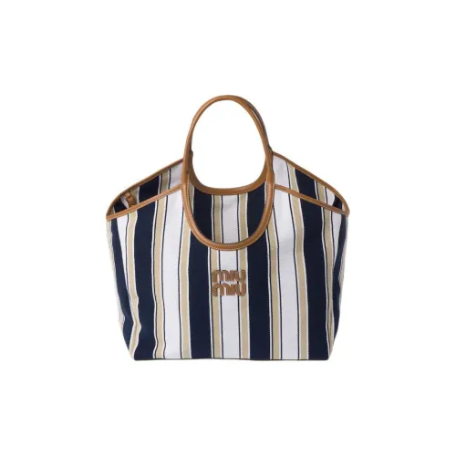 MIU MIU Холст Ткань Сумка Холст Сумка Сумка для покупок Женская Сумка Синий Песочный