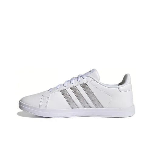 ADIDAS NEO Courtpoint Устойчивые к истиранию Низкие Кроссовки для скейтбординга Женские Белые Серебряные