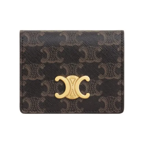 CELINE Triomphe Овчина Картхолдер Женский Рыжевато-коричневый