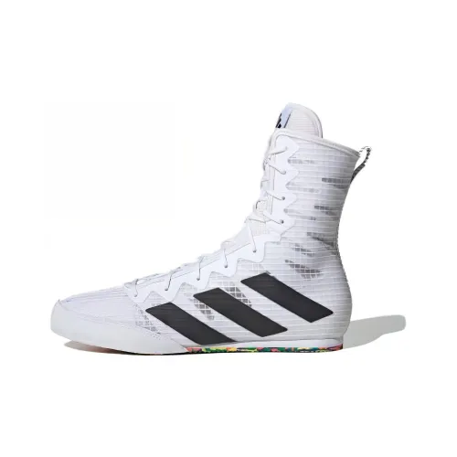 Adidas Box Hog 4 Slip-Resistant Abrasion-Resistant High Top Training Shoes Unisex White Adidas Box Hog 4 Противоскользящие Износостойкие Высокие Кроссовки для Тренировок Унисекс Белые