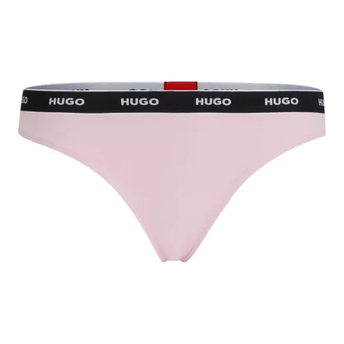 Hugo Boss Эластичный хлопок STRING Трусики-бикини с логотипом Высота пояса Трусики-бикини Женские 1 упаковка Розовый