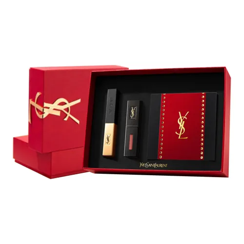 SAINT LAURENT Красный Ню Знаменитость Двухтонная Помада Длинный Срок Черный Pipe #610 + Маленький Золотой Барная стойка #1966