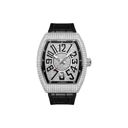 HANBORO Helios Series Механические часы Силиконовый ремешок Часы для мужчин Белый циферблат