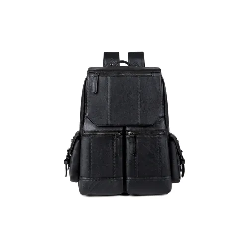 Slazenger PU (полиуретан) Мягкая кожа Рюкзак Мужской Черный