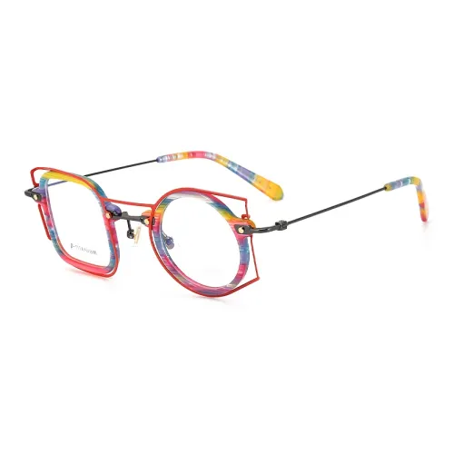 THANKSGIVING Пластиковая оправа Титан Пластина And Титановый сплав Ацетат металла Нерегулярная форма Оправы для очков Унисекс