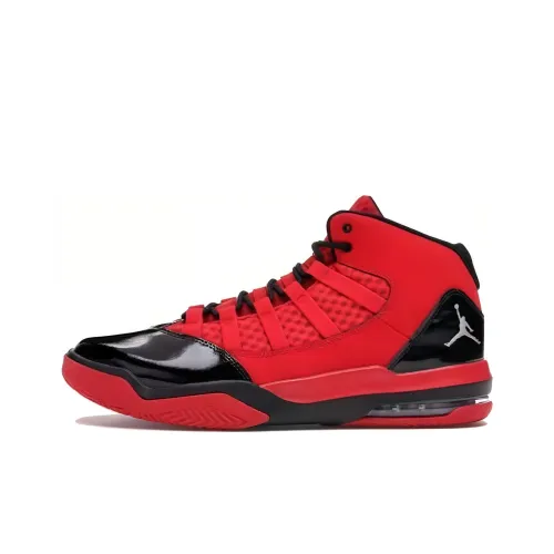 Jordan Max Aura Slip-resistant Abrasion-resistant MID Топ Винтажные баскетбольные кроссовки Мужские Красный Черный