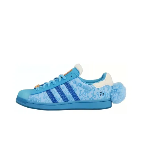 Melting Sadness x Adidas Originals SUPERSTAR Устойчивые к истиранию низкие скейтбордические кроссовки унисекс небесно-голубого цвета