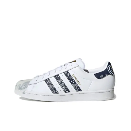 Adidas Originals Superstar Амортизация Износостойкие Низкие Кроссовки для Скейтбординга Унисекс Белый Синий