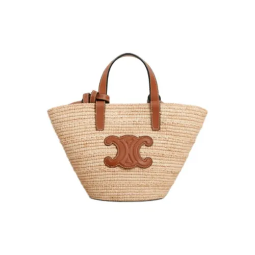 CELINE Raffia Телячья кожа Одно плечо Сумка Женская Естественный Коричневый