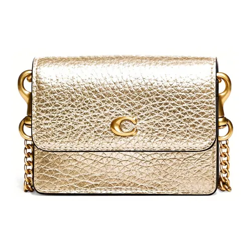 COACH Галечная кожа Картхолдер Маленький Женский Металлик