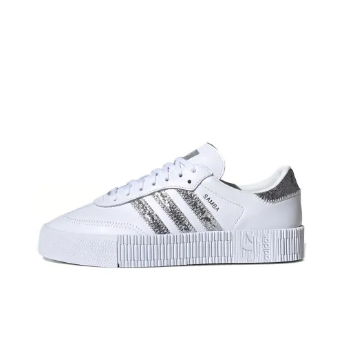 Adidas Originals Sambarose Low Топ Скейтборд Кроссовки Женские Белые Серебряные