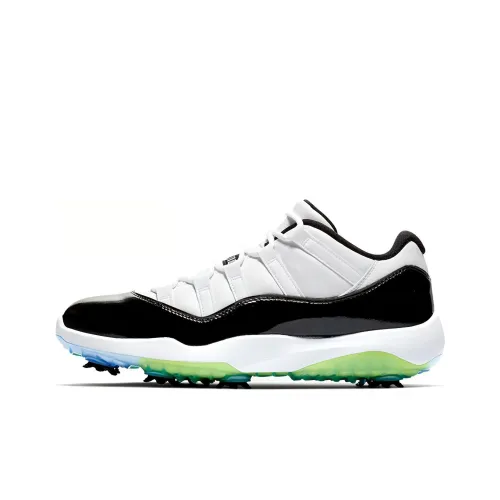 Jordan Air Jordan 11 Low Shock Absorbers Slip-Resistant Low Top Golf Shoes Unisex Black White Джордан Эйр Джордан 11 Лоу Шок Абсорберз Слип-Резистент Лоу Топ Гольф Обувь Унисекс Черный Белый