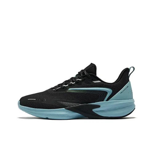 Erke Амортизация And Дышащий Низкий Топ Спринт Беговые кроссовки Мужской Глубокий черный Скандинавский синий