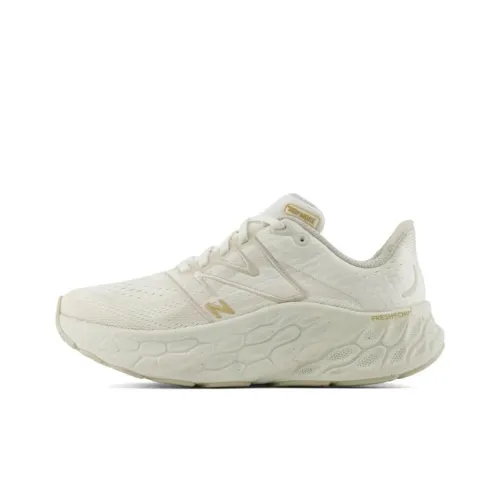 New Balance NB Свежий Foam X More v4 Амортизация Износостойкий Низкий Топ Беговые кроссовки Унисекс Белый