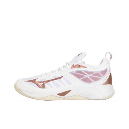 Mizuno Wave Dimension Дышащий Низкий Топ Волейбольные Кроссовки Унисекс Белый Розовое Золото