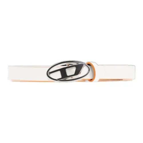 DIESEL Micro Logo Design Smooth Clasp Leather Belts Unisex White Width 1,5CM DIESEL Микро Логотип Дизайн Безшовная Застежка Кожаные Ремни Унисекс Белый Ширина 1,5CM