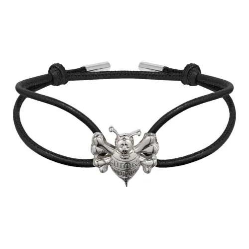 DIOR Shawn Stussy Collaboration Series Кожаные Браслеты Черного Цвета Унисекс