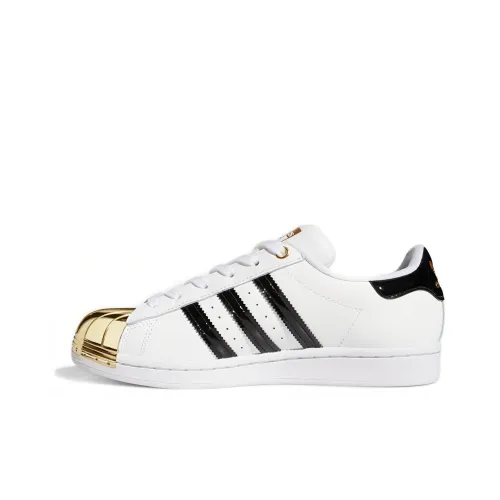 Adidas Originals Superstar Metal Toe Low Топ Скейтборд Кроссовки Женские Черный Белый Золото