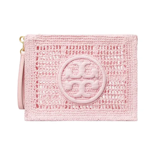 TORY BURCH Ella Papyrus Raffia с искусственной кожей клатч маленький женский розовый