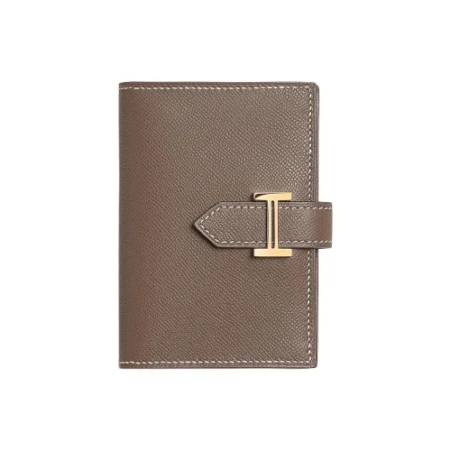 HERMES Bearn Madame Телячья кожа Держатель для карт Женские 18 слоновый серый