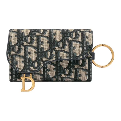 DIOR Седло OBLIQUE Жаккардовая ткань Key Pouch Женские Коричневый Бежевый