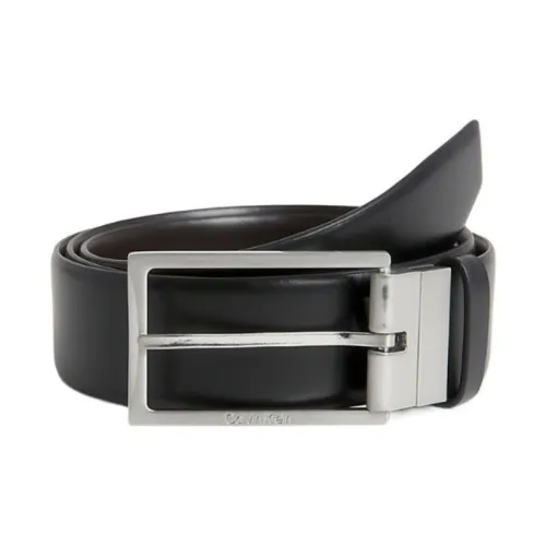 CK Calvin Klein Серебряный булавка дизайн кожа ремни мужской черный ширина 3,5 см