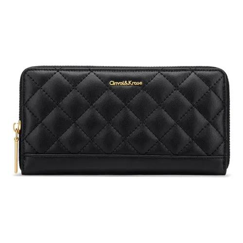 CinvaiKrose Телячья кожа с микрофиброй клатч кошелек узор в виде ромба вдохновленный Chanel длинный кошелек для монет женский черный