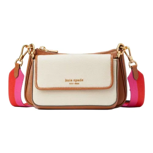 Kate Spade Холст и кожа Canvas Сумка через плечо Женская Темно-коричневый Многоцветный