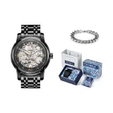FW9013G2 Черный корпус с черным циферблатом, черный стальной браслет [Мёбиус браслет + коробка с граффити]