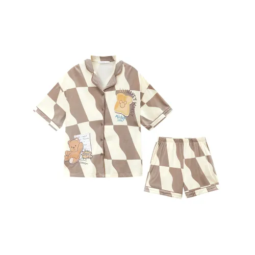 GUKOO x MIQIJIAZU LIANMINGKUAN Пижамный комплект женский кремовый желтый