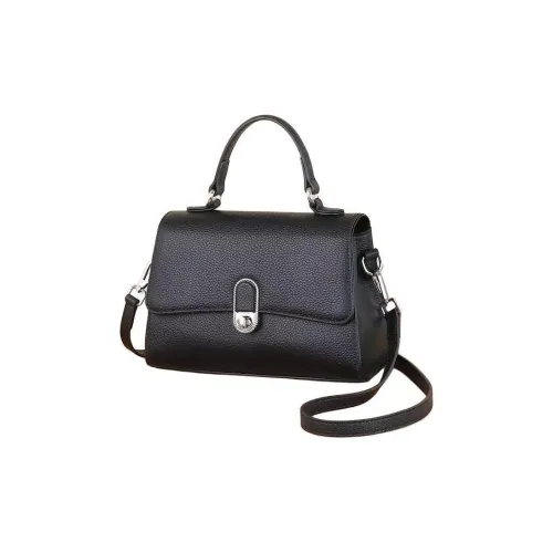 Espin Сумка из крупнозернистой текстуры коровьей кожи полиэстер средний размер женская черная