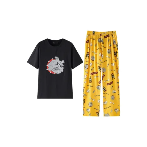 MEONSILL Летний комплект пижамы для мужчин черный